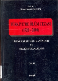 Türkiye'de Ölüm Cezası ( 1920 - 2000 ) ( Cilt 2 ) kapağı