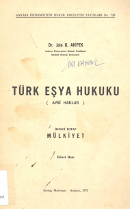 Türk Eşya Hukuku ( Ayni Haklar ) kapağı